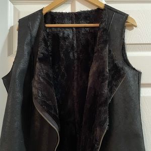 Reversible shearling/faux fur vest